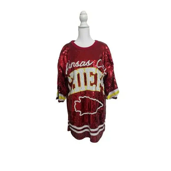 boutique | Dresses | Kansas City Chiefs Sequin Nfl Jersey Dress Womens One  Size | Poshmark